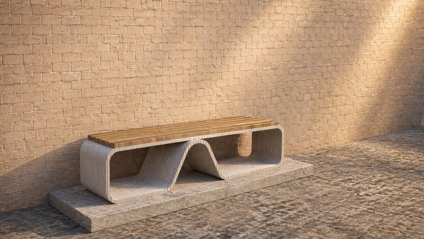 3D Printed Concrete Bench - HOLLOW Main View